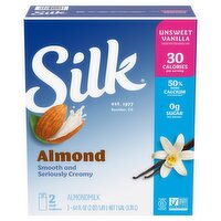 Silk Almondmilk, Unsweetened, Vanilla, 2 Each